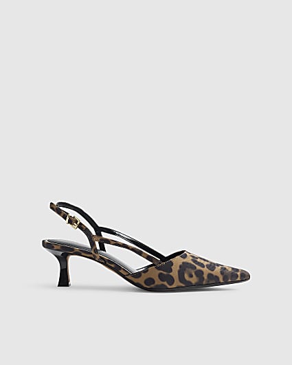 Brown Leopard Slingback Court Heels