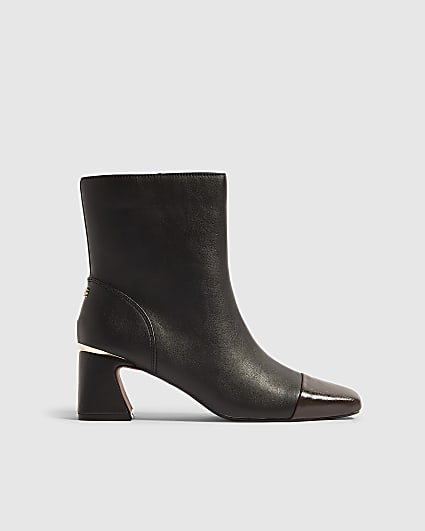 Black Toe Cap Ankle Boots