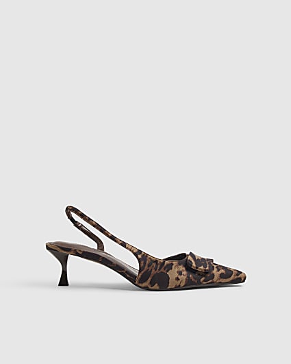 Brown Leopard Print Slingback Court Heels