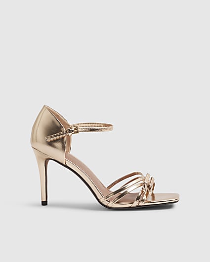 Gold Strappy Heeled Sandals