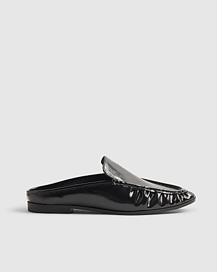 Black Backless Ruched Loafer