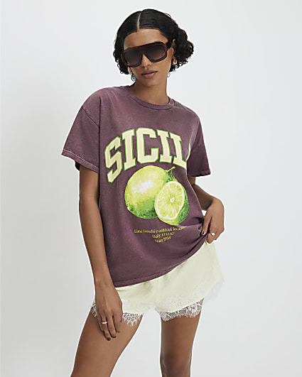 Red Cotton Sicily Boyfriend T-Shirt
