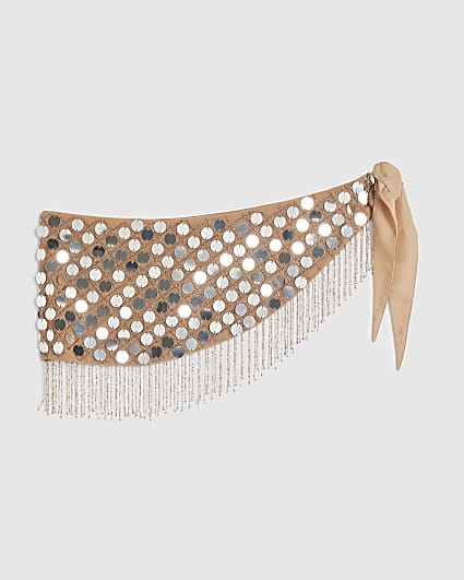 Pink Mirror Sequin Hip Scarf