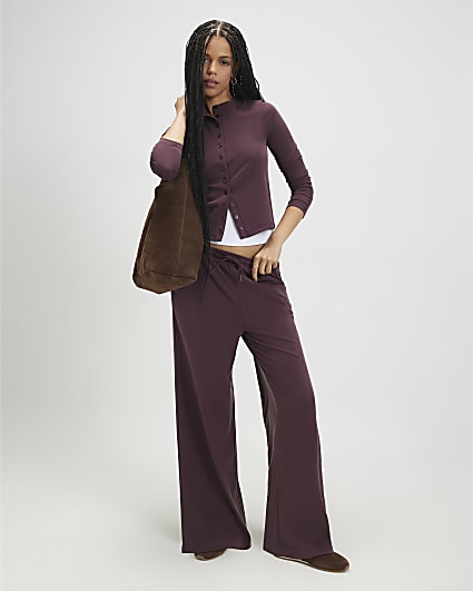 Purple Soft Touch Wide Leg Trousers