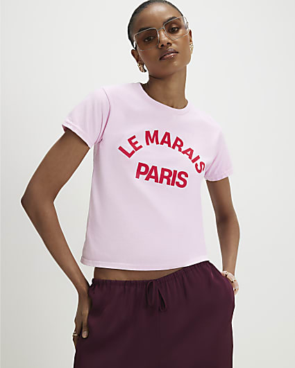 Pink Le Marais Slogan T-shirt