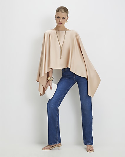 Beige Satin Waterfall Cape