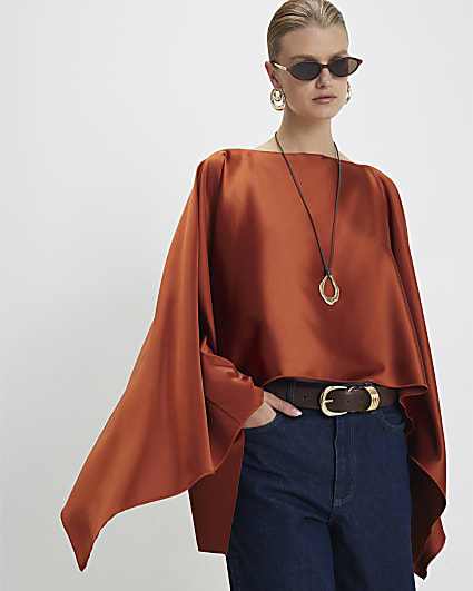 Orange Satin Waterfall Cape