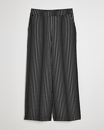 Petite Black Ponte Wide Leg Stripe Trousers
