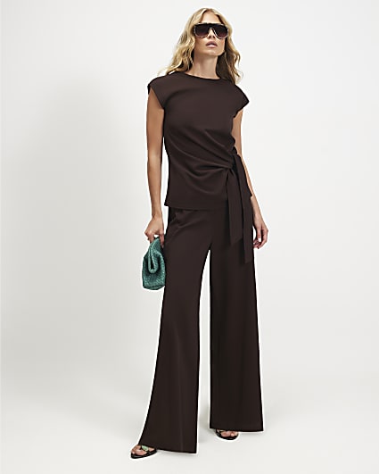 Brown Wide Leg Trousers