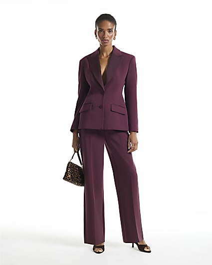 Purple Tux Detail Slim Leg Trousers