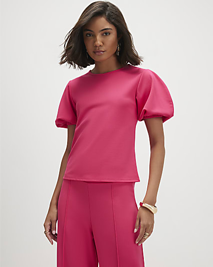 Pink Puff Sleeve Top