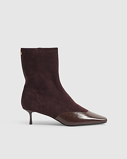 Burgundy Two Colour Stretch Sock Boots