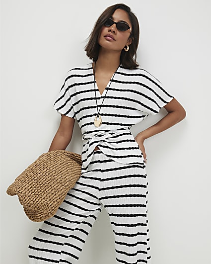 White Stripe Kimono T-Shirt