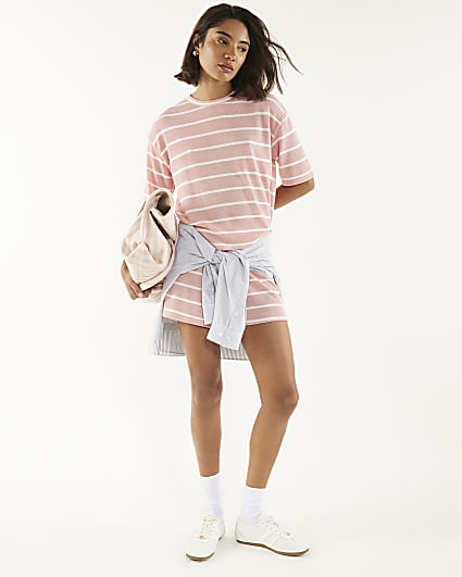 Pink Stripe T-shirt and Shorts Set