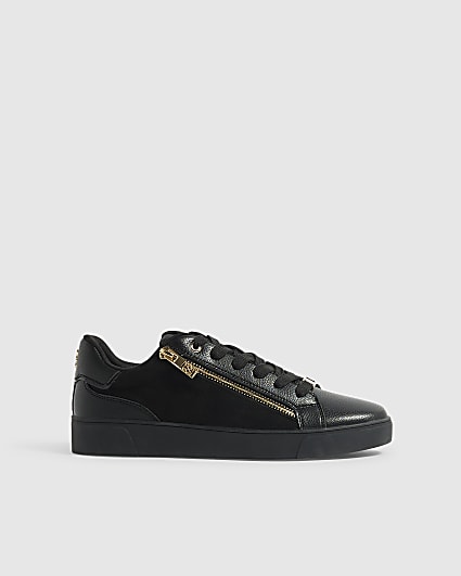 Black Zip Side Lace Up Trainers