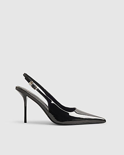 Black Patent Slingback Court Heels