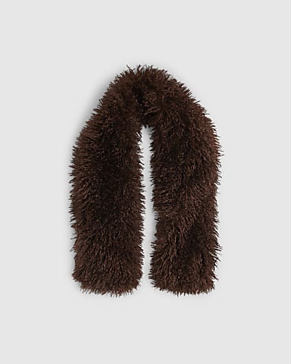 Brown Faux Mongolian Fur Scarf