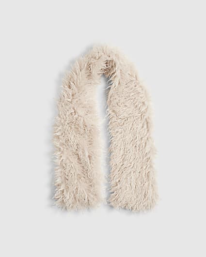 Cream Faux Mongolian Fur Scarf