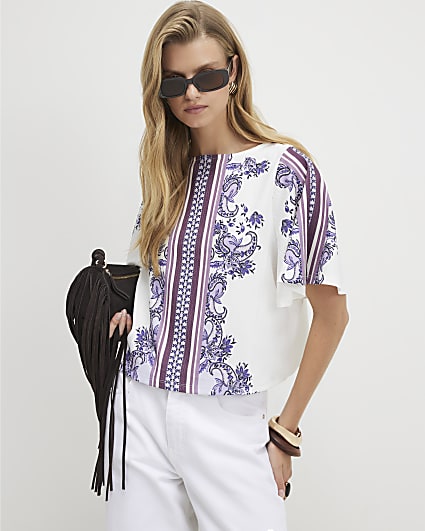 Cream Paisley Textured Top