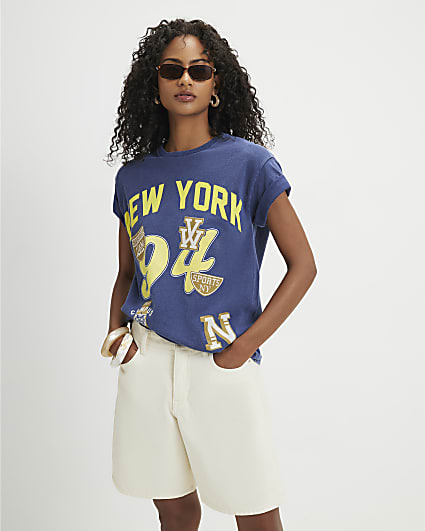 Navy Short Sleeve New York Badge T-Shirt