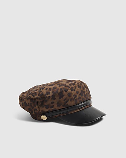 Brown Leopard Baker Boy Hat
