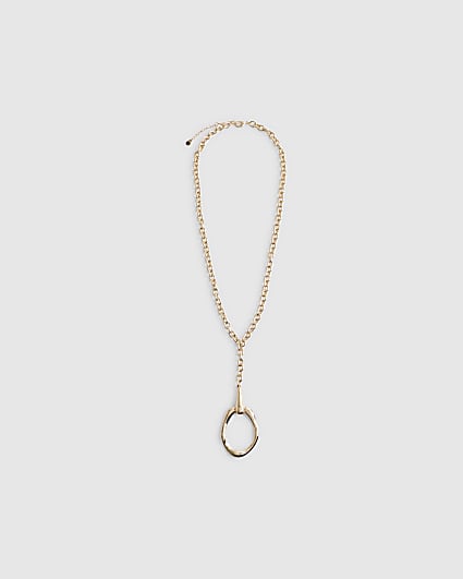 Gold Molten Lariat Necklace