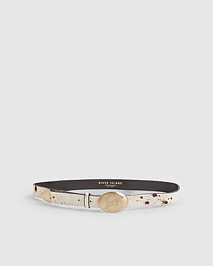 Cream Hair On Leather Belt