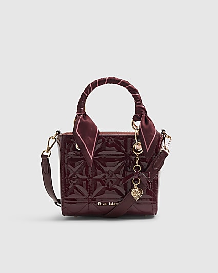 Red Patent Quilted Tote Bag
