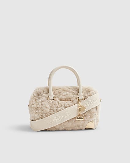 Cream Faux Fur Crossbody Bag