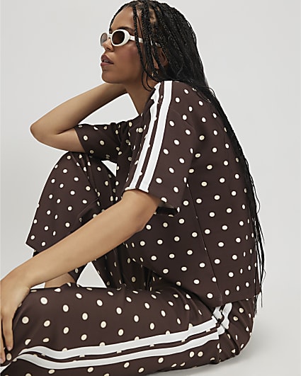 Brown Premium Polka Dot Tape T-Shirt