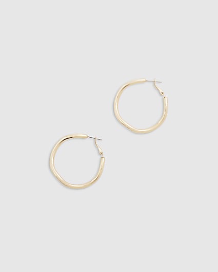 Gold Wave Hoop Earrings