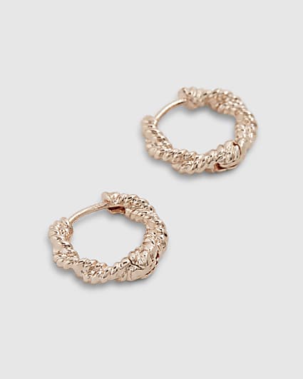 Rose Gold Twist Hoop Earrings