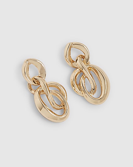 Gold Entwined Link Drop Earrings