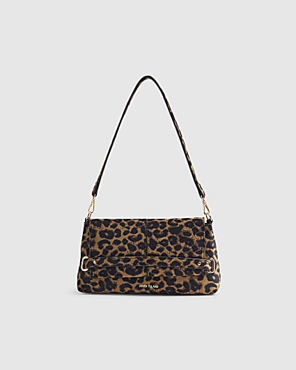 Brown Leopard Fold Over Clutch Bag