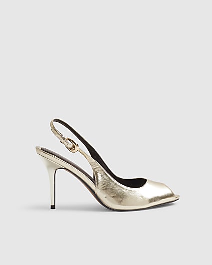 Gold Stiletto Slingback Court Heels