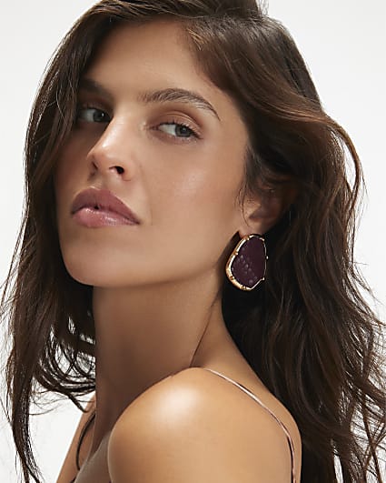 Burgundy Snake Print Earrings