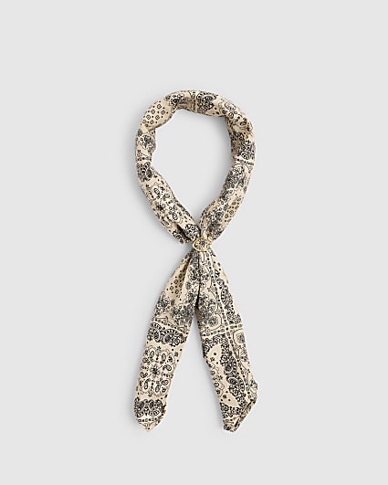Beige Paisley Print Scarf