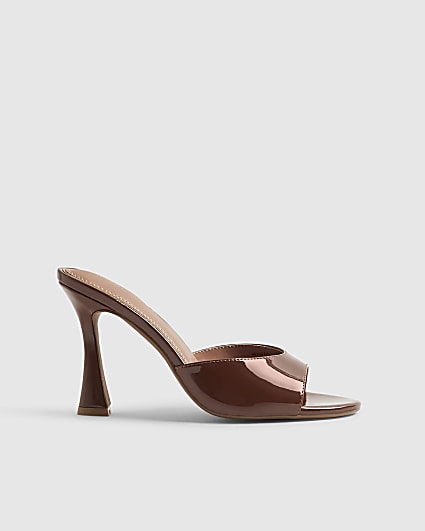 Brown Mule Heeled Sandals