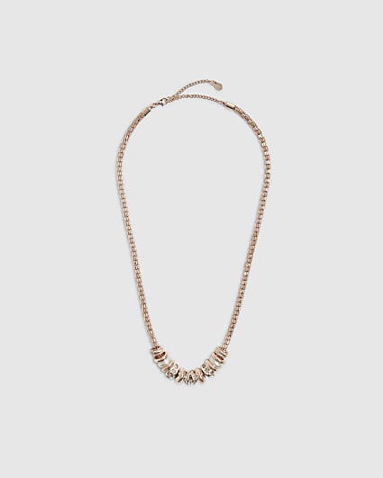 Rose Gold Beaded Charm Necklace
