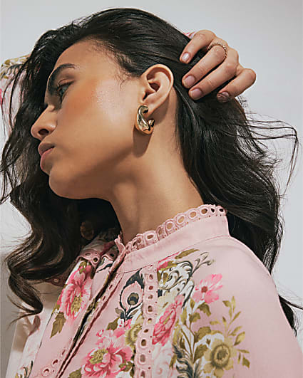 Gold And Silver 2 Pack Chunky Hoop Earrings