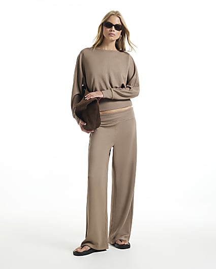 Brown Ribbed Soft Touch Trousers