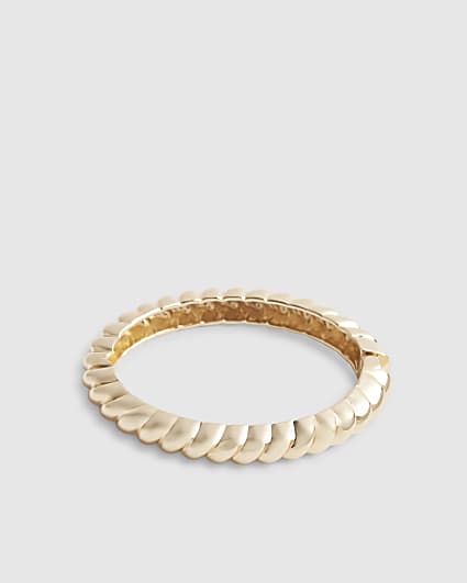Gold Small Sized Ridge Bangle