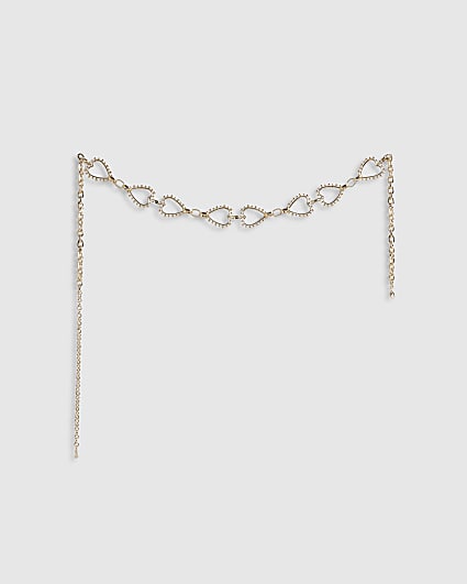 Gold Beaded Heart Chain Belt