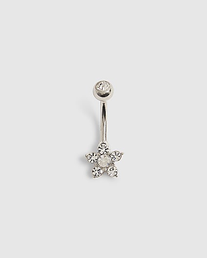 Silver Flower Belly Bar