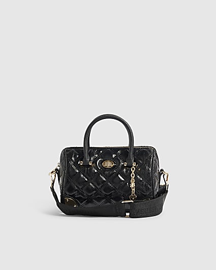 Black Quilted Metal Corner Bowler Bag