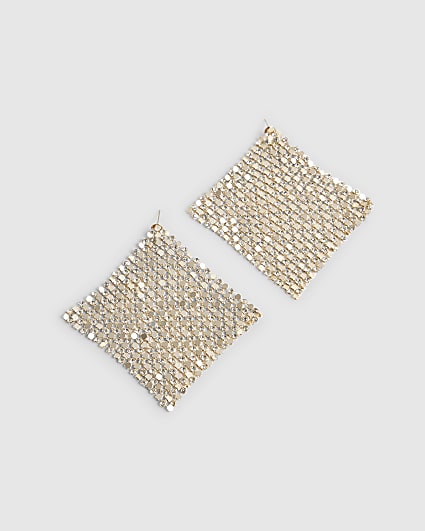 Gold Rhinestone Chainmail Earrings
