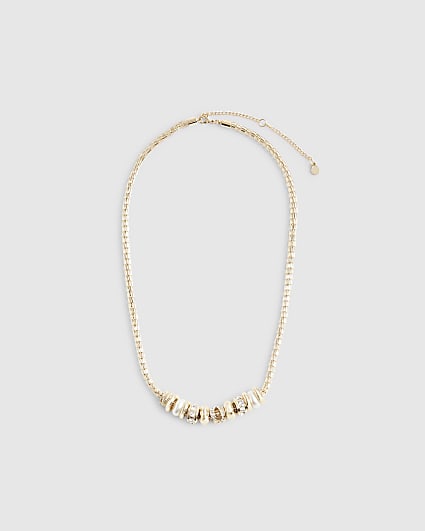 Gold Beaded Charm Necklace