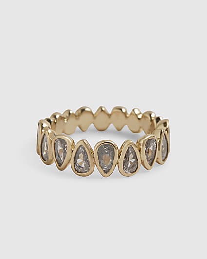 Gold Diamond Simulant Eternity Ring