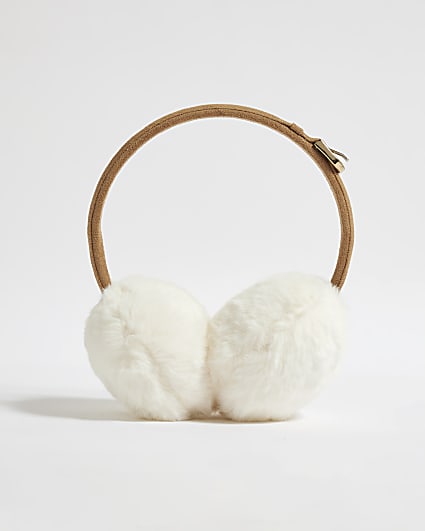 Cream Buckle Fluffy Earmuffs