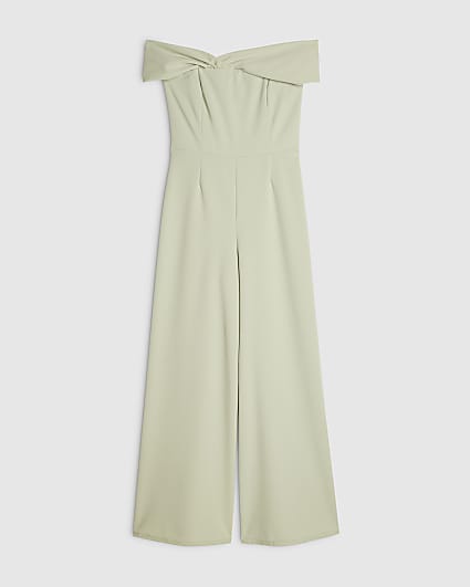 Petite Green Sleeveless Bardot Jumpsuit